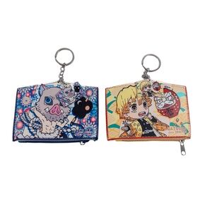 2PC Demon Slayer: Kimetsu no Yaiba Inosuke & Zenitsu Keychain Wallet/Coin Purse
